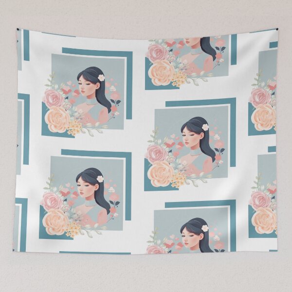 Item preview, Beautiful woman with black hair, pastel tones designed and sold by Piano-pn.