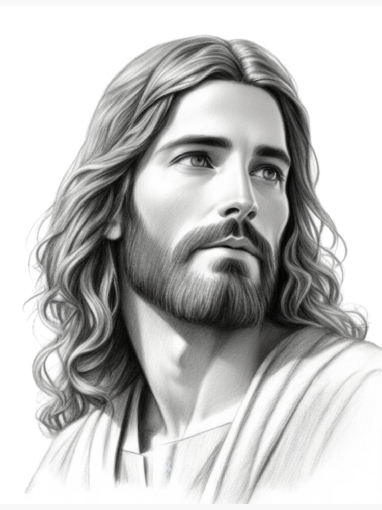 Line Drawing of Jesus Christ Ready to Endure the Cross