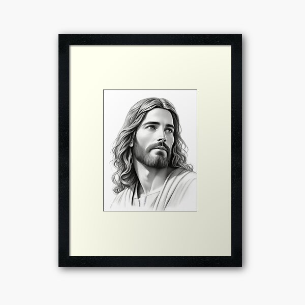 mbold: jesus, simple line drawing art, black and white, no face, solid lines