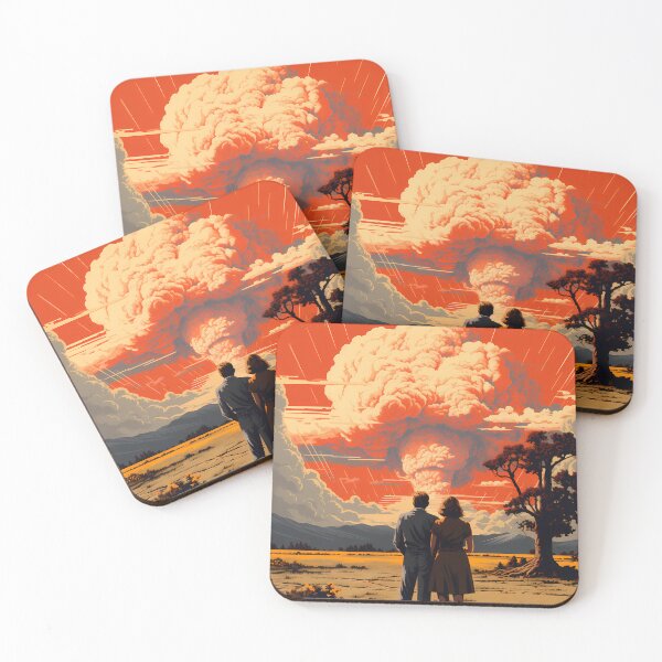 Item preview, Couple in front of a nuclear explosion, retro sci fi collage designed and sold by alambic-designs.