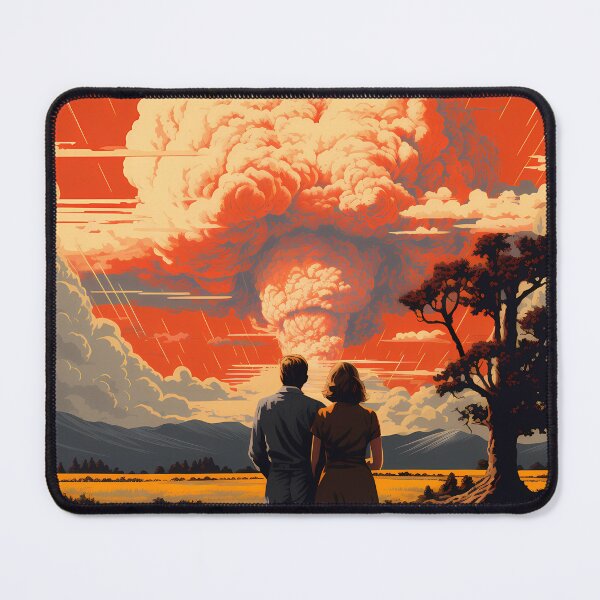 Item preview, Couple in front of a nuclear explosion, retro sci fi collage designed and sold by alambic-designs.
