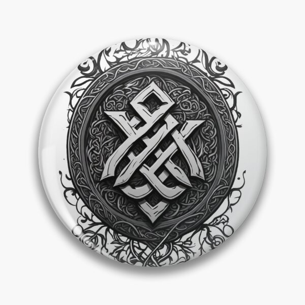 Item preview, shield, celtic rune, black and white, sticker, cartoon style, t-shirt design, fantastic and intricate details, fantasy concept art, 8k resolution, oil painting, splash screen, strong strokes, family designed and sold by wolfeditor.