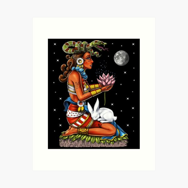 Vista previa del artículo con la obra «Diosa Maya Ixchel», diseñado y vendido por underheaven.