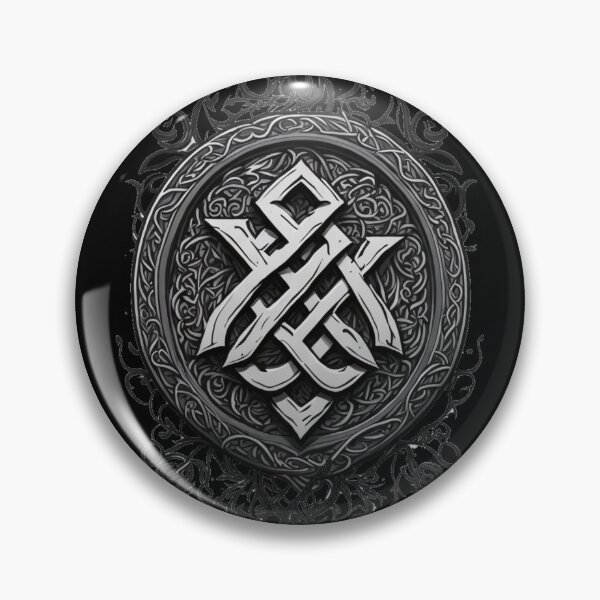 Item preview, shield, celtic rune, black and white, sticker, cartoon style, t-shirt design, fantastic and intricate details, fantasy concept art, 8k resolution, oil painting, splash screen, strong strokes, family designed and sold by wolfeditor.