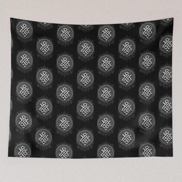 Item preview, shield, celtic rune, black and white, sticker, cartoon style, t-shirt design, fantastic and intricate details, fantasy concept art, 8k resolution, oil painting, splash screen, strong strokes, family designed and sold by wolfeditor.