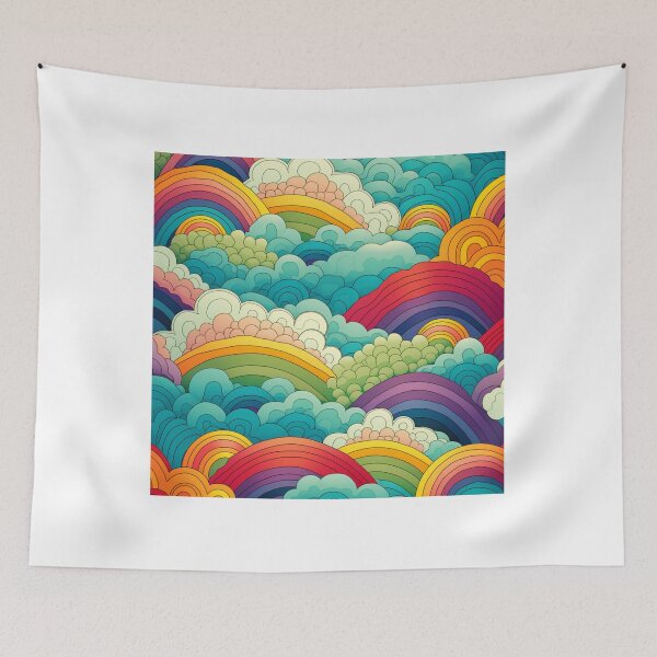 Item preview, Abstraction rainbows between bubbles pattern designed and sold by SmileshareShop.