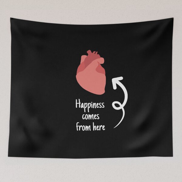 Item preview, Happiness Comes From The Heart - Happy Philosophy and Intellectual Quotes designed and sold by ethanzakicab.