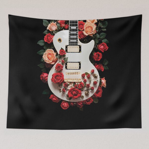 Item preview, Vintage Classic Electric Guitar With Red Roses designed and sold by TriniTeeClub.