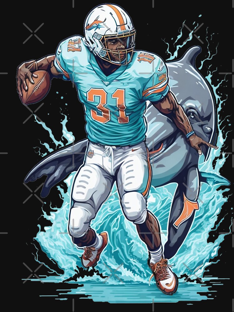 AVAILABLE NOW IN STORE- Miami Dolphins Cartoon Dolphin Tee - Grey