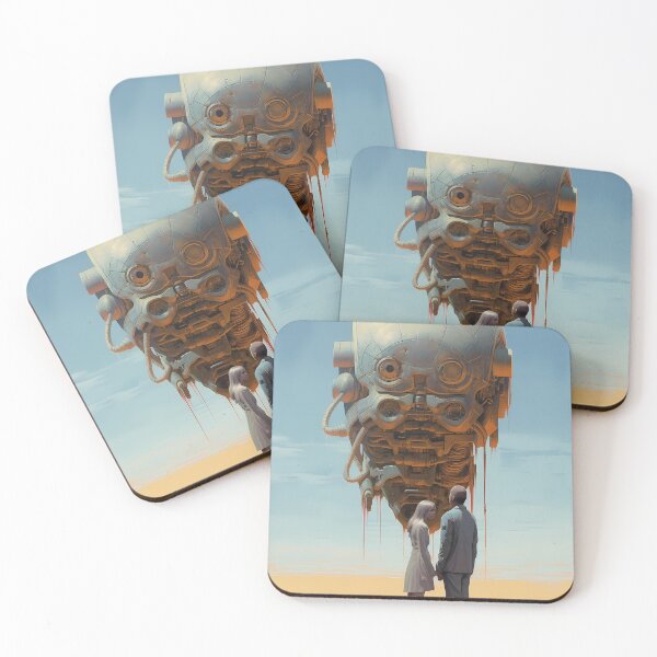 Item preview, Couple with a giant robot head in the desert designed and sold by alambic-designs.