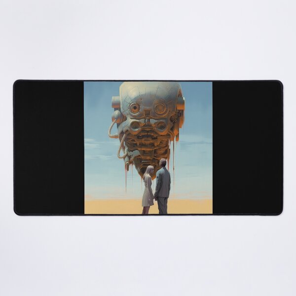 Item preview, Couple with a giant robot head in the desert designed and sold by alambic-designs.