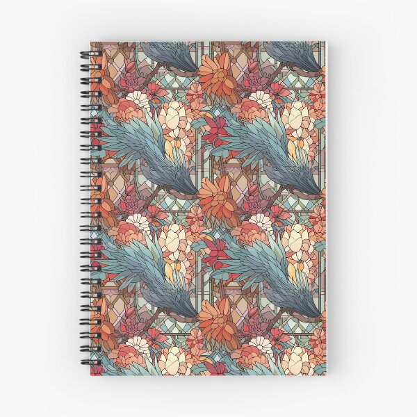 Aperçu de l'œuvre  Danse de force et de renaissance, aile de phénix en fleurs de vitraux créée et vendue par Vibria Pattern Studio.