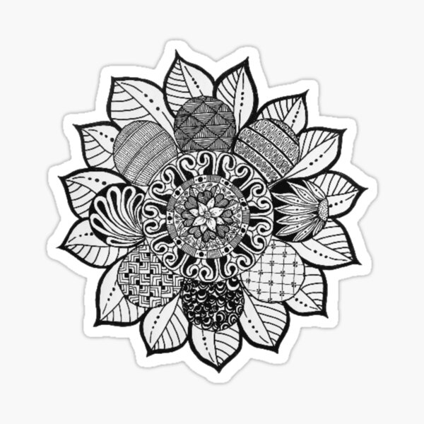 Mandala 9 - hand drawn floral pattern in mandala/zentangle style Sticker