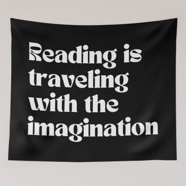 Item preview, Reading is traveling with the imagination (white writing) designed and sold by Atooz-Studio.