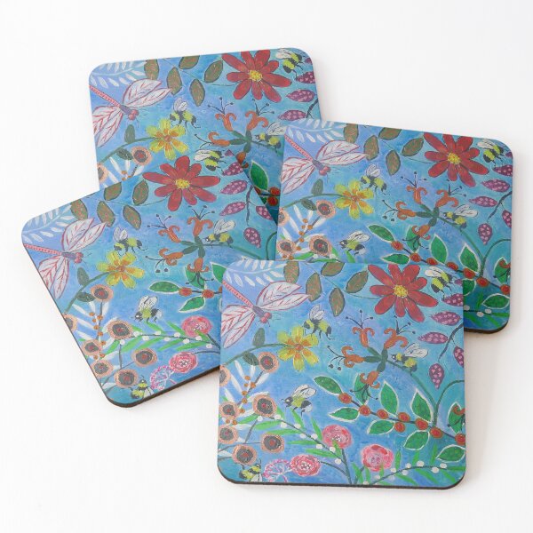 Item preview, Bees in a Flower Garden with a Dragonfly designed and sold by Casimirasart.