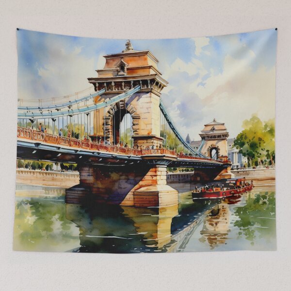 Item preview, A Watercolor Design of the Chain Bridge Budapest - Hungary designed and sold by Sketch-Shack.