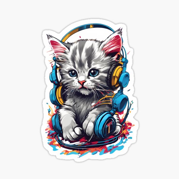 Funny Cute DJ Cat Sticker for Sale by Nextlevellife