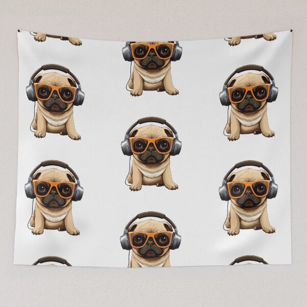 Item preview, Pug Wearing Headphones 1 designed and sold by Jdelgado813.