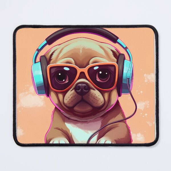 Item preview, Pug Wearing Headphones 3 designed and sold by Jdelgado813.