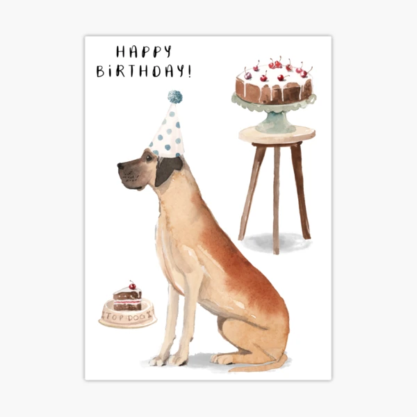 Great Dane with Cake Happy Birthday Sticker for Sale by HugsAndPrints Redbubble