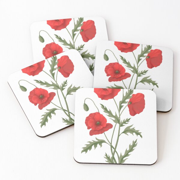 Item preview, Poppy Flowers with green stems and leaves designed and sold by Juliarch.