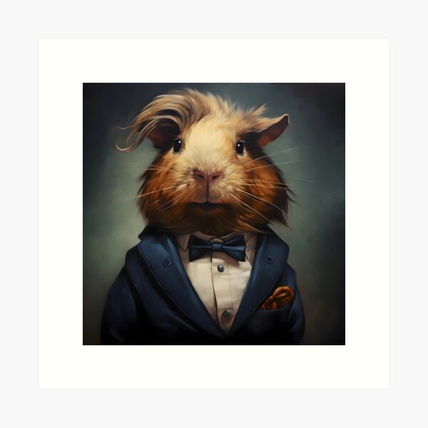 Artikel-Vorschau von Meerschweinchen-Portrait, elegante Tierkunst, designt und verkauft von ConfettiSkyArt.