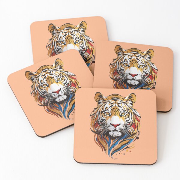 Item preview, Wild Tiger Spirit: Intricate Vector Face Illustration designed and sold by ArtShedUK.