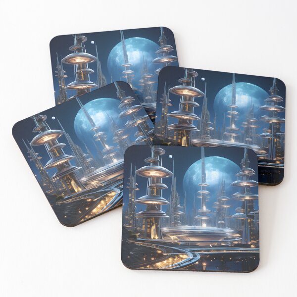 Item preview, Sleek Futuristic Space Colony | Digital Art Decor designed and sold by Shirtastically.