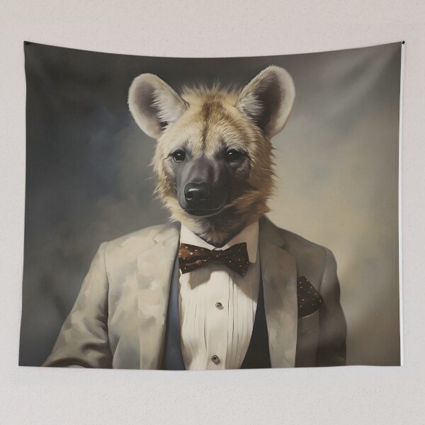 Item preview, Hyena Portrait Dapper Animal Art designed and sold by ConfettiSkyArt.