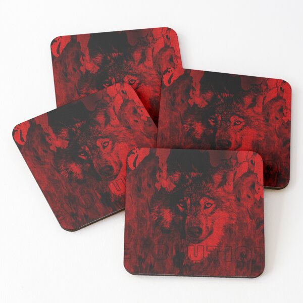 Item preview, Wolf Face emerging from the red fire background designed and sold by Bigrow.