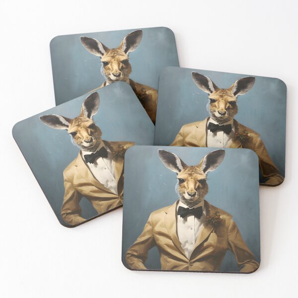 Item preview, Kangaroo Portrait Dapper Animal Art designed and sold by ConfettiSkyArt.