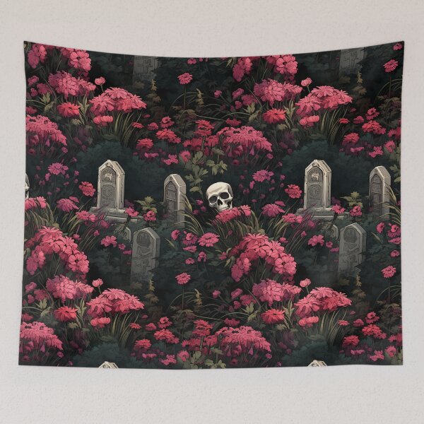 Item preview, Gothic Cemetery Gravestones and Flowers Pattern designed and sold by SchorlCraft.