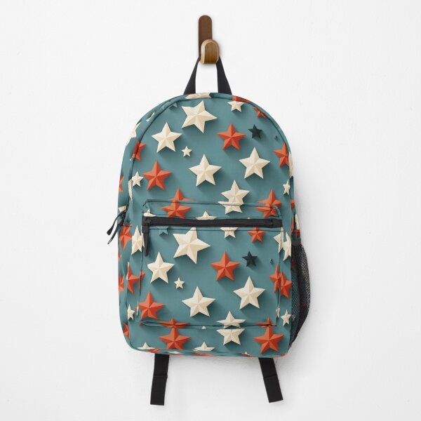 Item preview, White and Red Stars on a Aqua Background  designed and sold by ArtbyAiGallery.