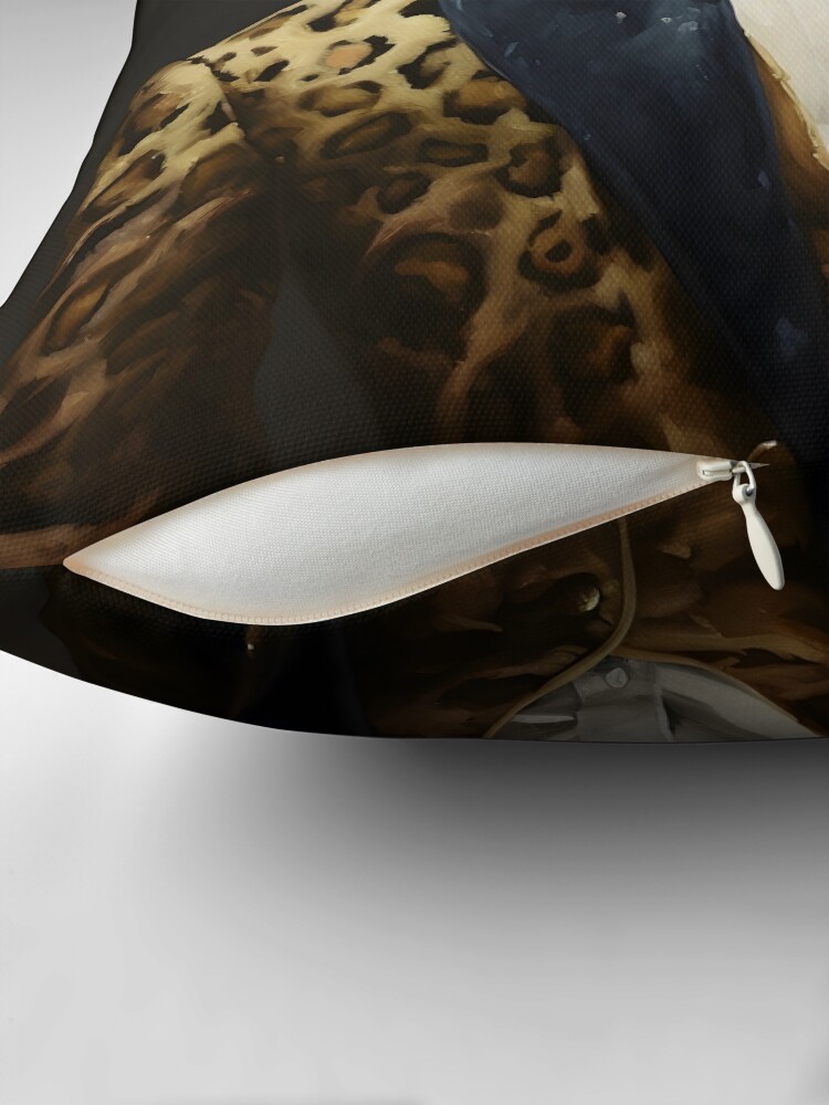 Thumbnail 2 of 4, Pillow, Leopard Portrait Dapper Animal Art designed and sold by ConfettiSkyArt.