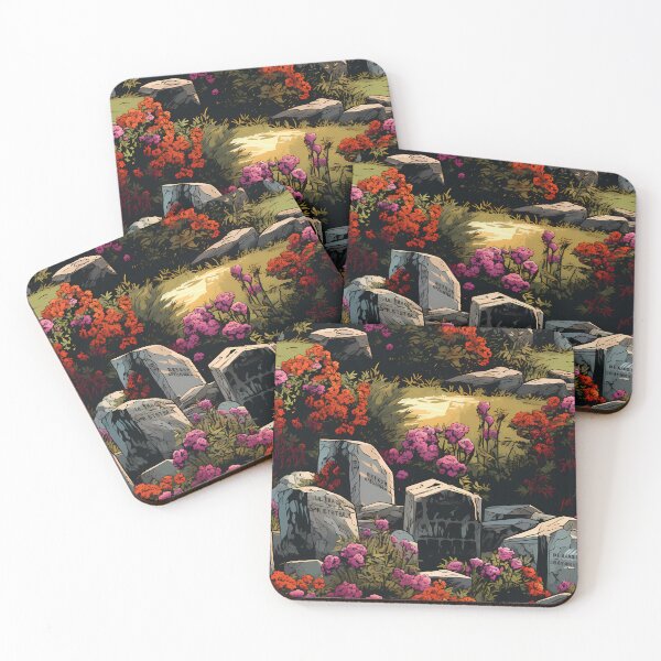 Item preview, Gothic Cemetery Gravestones and Flowers Pattern designed and sold by SchorlCraft.