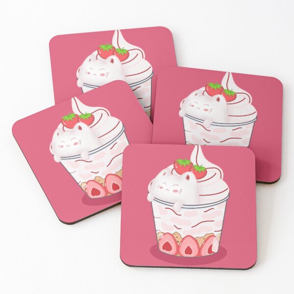 Aperçu de l'œuvre Ice cream cat strawberry créée et vendue par Kawaiimelodie.