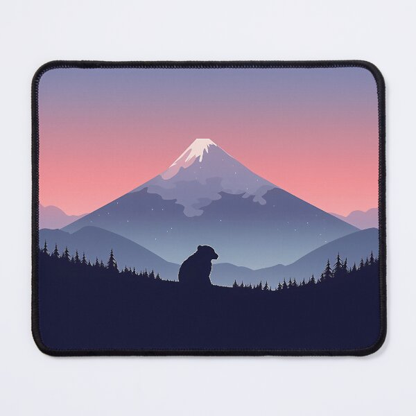 Item preview, Back view of a bear under mountain Fuji during blue hour designed and sold by sakurashorty.