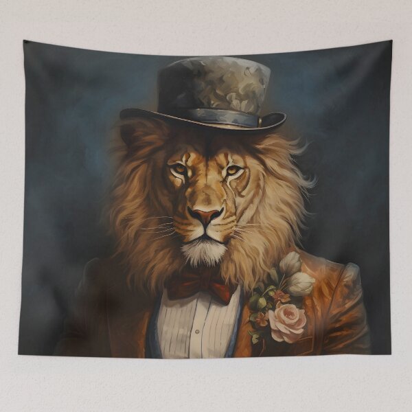 Item preview, Lion Portrait Dapper Animal Art designed and sold by ConfettiSkyArt.