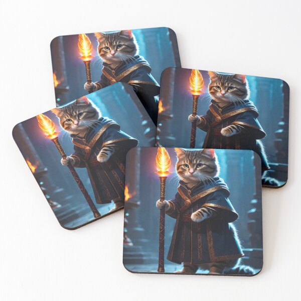 Artikelvorschau, Aegis of the Furred: Der Katzenritter in Flammenrüstung und Flammenschwert entworfen und verkauft von CurioCarousel.