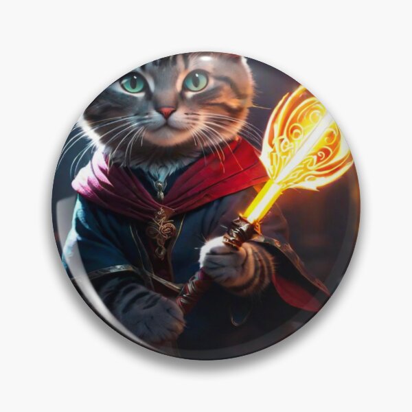 Aperçu de l'œuvre Burning Valor : le chevalier chat féroce brandissant une épée en armure ardente créée et vendue par CurioCarousel.