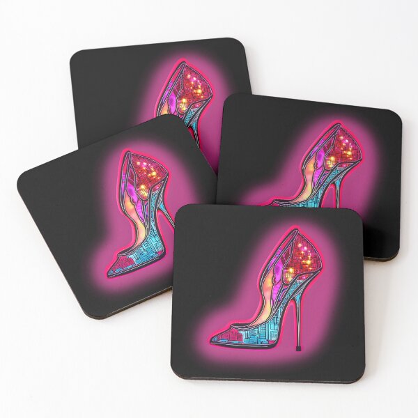 Artikelvorschau, neonpinker und blauer High Heel entworfen und verkauft von WickyWildLife.