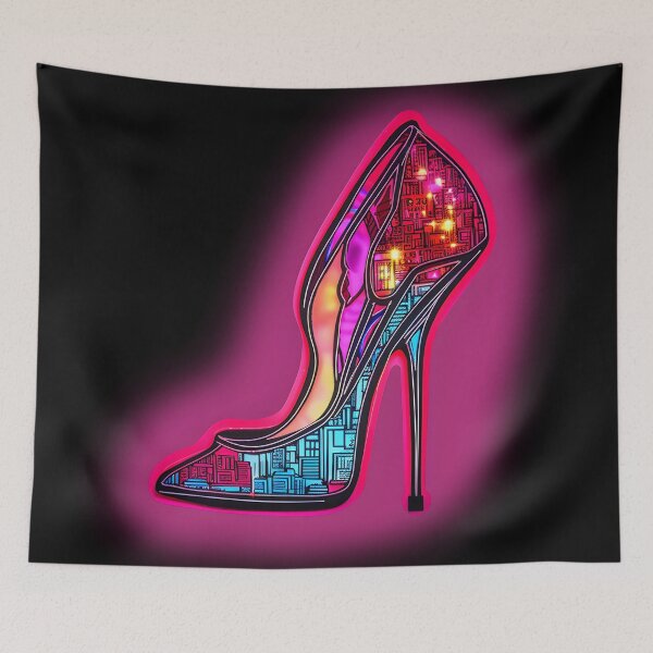Item preview, neon pink and blue high heel designed and sold by WickyWildLife.