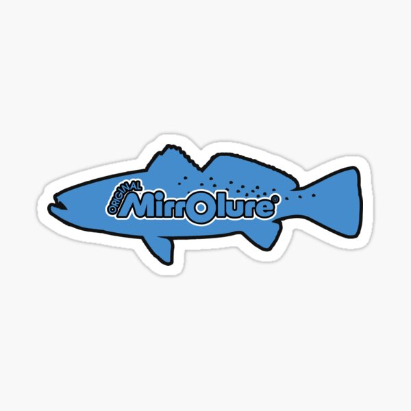 Vista previa del artículo con la obra «pegatina de trucha de mar mirrorlure en azul», diseñado y vendido por Mirrolure.