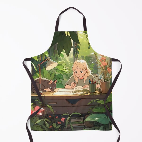 Item preview, Anime Inspired Girl and Cat at a Desk designed and sold by dcrc.