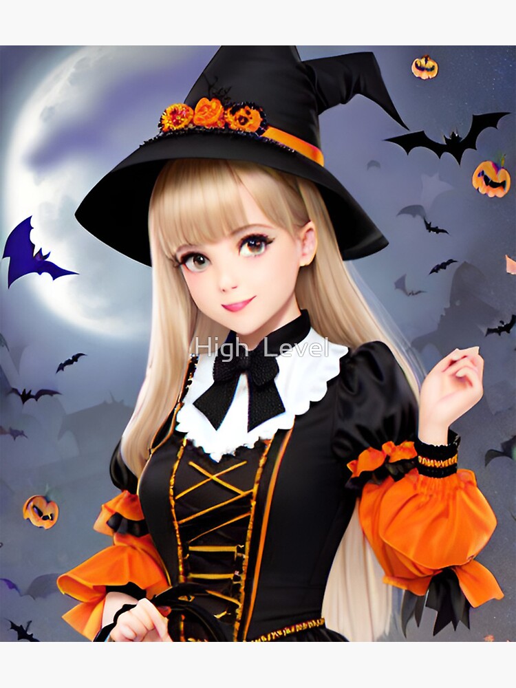 prompthunt: cute anime Halloween witch girl, sanrio style