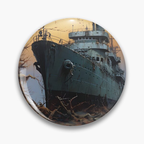 Item preview, Landscape of a Ship Aground Overgrown with Plants in a Post Apocalyptic Wasteland with Swamp and Dead Trees designed and sold by Je-we.