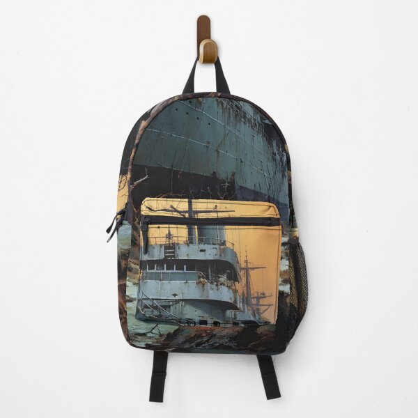 Item preview, Landscape of a Ship Aground Overgrown with Plants in a Post Apocalyptic Wasteland with Swamp and Dead Trees designed and sold by Je-we.