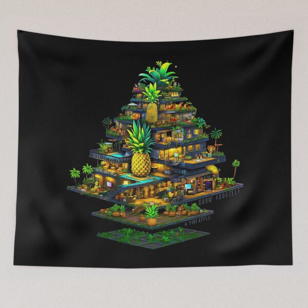 Item preview, Grow Yourself a Pineapple Funny Isometric Pixel Game design  designed and sold by MarikoDesignArt.