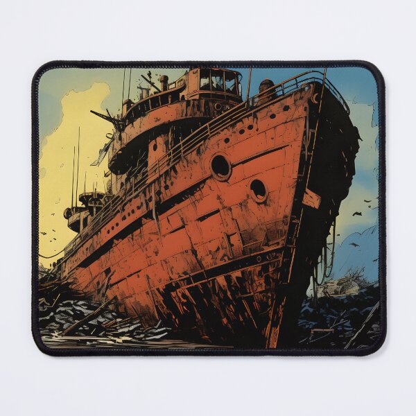 Item preview, Landscape of a Ship Aground Overgrown with Plants in a Post Apocalyptic Wasteland with Swamp and Ruins designed and sold by Je-we.