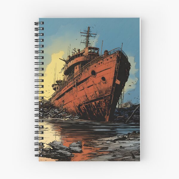 Item preview, Landscape of a Ship Aground Overgrown with Plants in a Post Apocalyptic Wasteland with Swamp and Ruins designed and sold by Je-we.